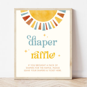 Hier kommt das Son Baby Dusche Windeln Raffle Schi Poster