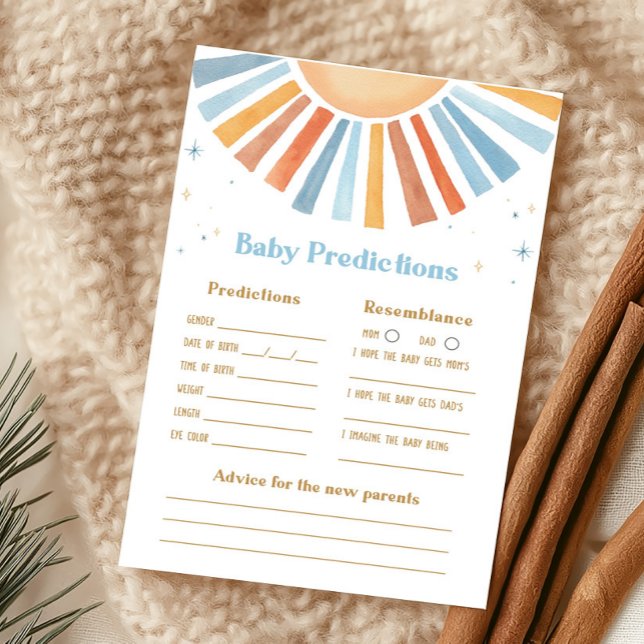 Hier kommt das Son Baby Predictions Game (Boho Sunshine Baby Shower Baby Predictions Game )