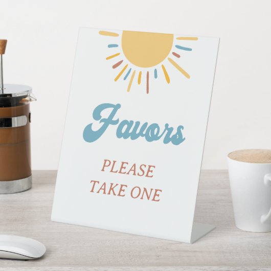 Hier kommt das Son Baby Shower Lieblingszeichen Sockelschild (In SItu)