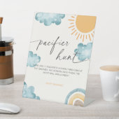 Hier kommt das Son Baby Shower Schnuller Hunt Game Sockelschild (In SItu)