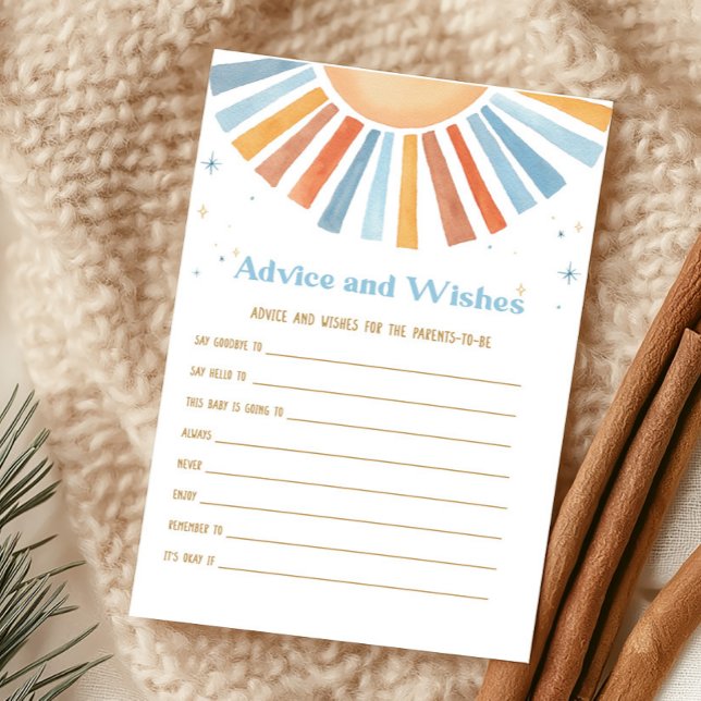 Hier kommt das Son BabyShower Advice & Wishs Spiel (Boho Sunshine Baby Shower Advice and Wishes Game )