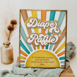 Hier kommt das Son Diaper Raffle Baby Duschzeichen Poster