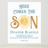 Hier kommt das Son Diaper Raffle Baby Duschzeichen Poster