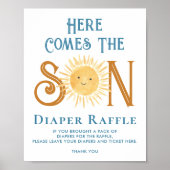 Hier kommt das Son Diaper Raffle Baby Duschzeichen Poster (Vorne)