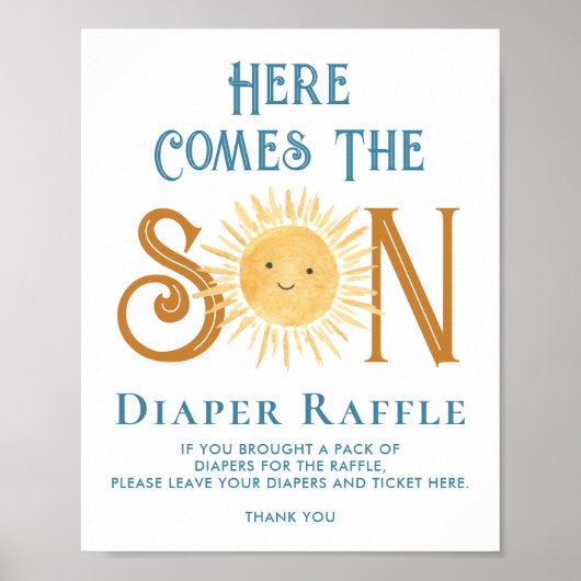 Hier kommt das Son Diaper Raffle Baby Duschzeichen Poster (Vorne)