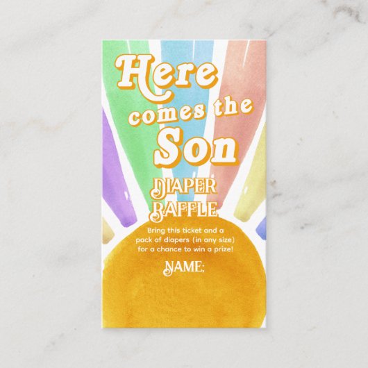 Hier kommt das Son Retro Boys Baby Duschdiaper Begleitkarte (Vorderseite)