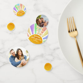 Hier kommt das Son Retro Boys Baby Shower Foto Konfetti