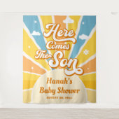 Hier kommt das Sun Baby Dusche Willkommen Wandteppich (Vorderseite)