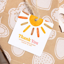 Hier kommt das Sun Baby Shower Square Geschenkanhänger
