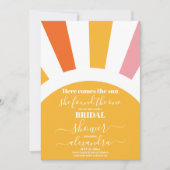 Hier kommt das Sun Ray Yellow Brautparty Einladung (Vorderseite)