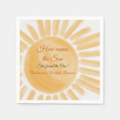 Hier kommt das Sun Ray Yellow Brautparty Serviette (Vorderseite)