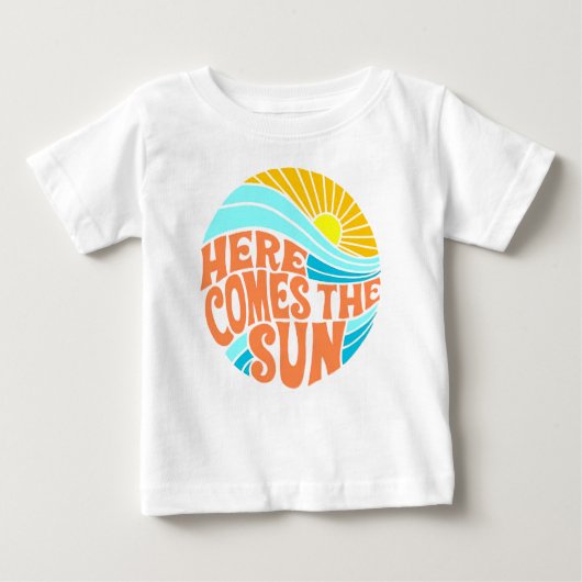 Hier kommt das Sun T-Shirt, Retro Style, Hippie St Baby T-shirt (Vorderseite)