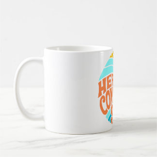 Hier kommt das Sun T-Shirt, Retro Style, Hippie St Kaffeetasse