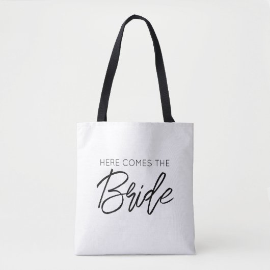 HIER KOMMT DER BRIDE Wedding Bachelorette Fun Tasche (Vorderseite)