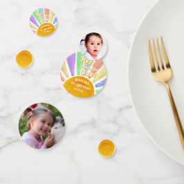 Hier kommt der eine! Retro Boho Sun 1. Geburtstag Konfetti