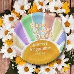 Hier kommt der eine! Retro Boho Sun 1. Geburtstag Pappteller<br><div class="desc">Feiern Sie stilvoll mit diesen trendigen 1. Geburtstag Party Papier-Tellern. Dieses Design lässt sich leicht mit Ihrer speziellen Veranstaltungssprache personalisieren und Ihre Gäste werden begeistert sein,  wenn sie diese fabelhaften Teller sehen. Matching-Elemente finden Sie in der Auflistung.</div>