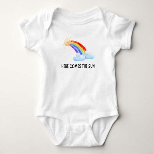 Hier kommt der Rainbow Baby Bodysuit Baby Strampler (Vorderseite)