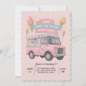 Hier kommt der Scoop! Pink Ice Creme Truck Einladung (Vorderseite)