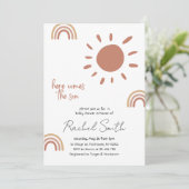 Hier kommt der Sohn Baby Dusche Einladung (Stehend Vorderseite)