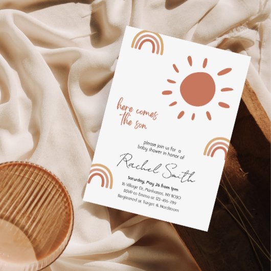 Hier kommt der Sohn Baby Dusche Einladung