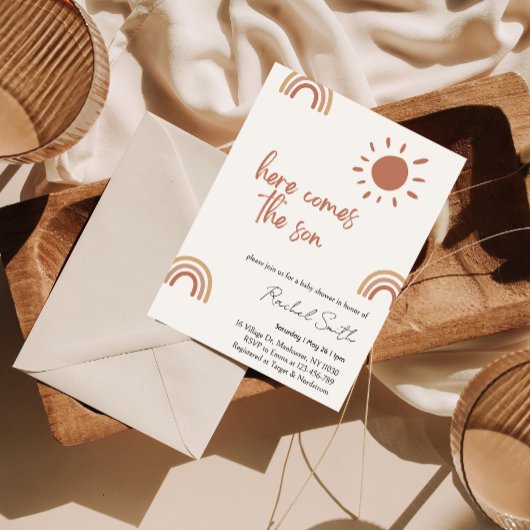 Hier kommt der Sohn Baby Dusche Einladung