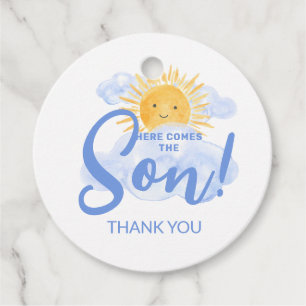 Hier kommt der Sohn Baby Shower Danke Geschenkanhänger