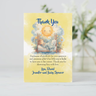 Hier kommt der Sohn Baby Shower DANKE Karte