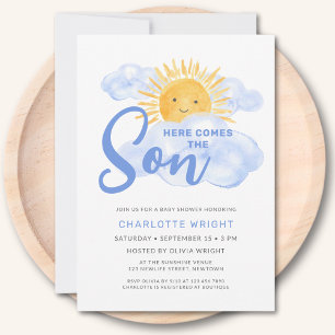 Hier kommt der Sohn - Baby Shower für Jungen Einladung