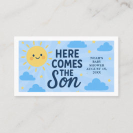 Hier kommt der Sohn Baby Shower - Sonnenschein Visitenkarte