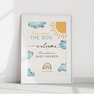 Hier kommt der Sohn Baby Shower Sonnenschein Willk Poster
