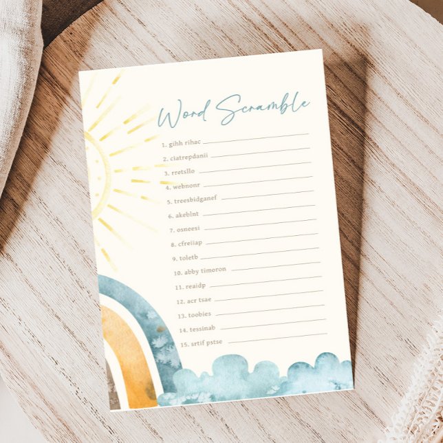 Hier kommt der Sohn Baby Shower Wortverdrehspiel (Here Comes the Son Baby Shower Game)