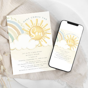 Hier kommt der Sohn   Babydusche Einladung