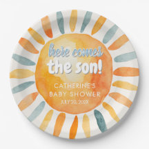 Hier kommt der Sohn Boho Baby Shower Papierplatten