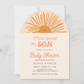 Hier kommt der Sohn Boho Boho Boy Boy Baby Dusche Einladung (Vorderseite)