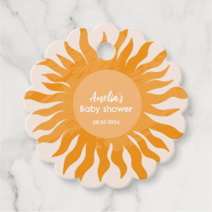 Hier kommt der Sohn boho gelben Baby Dusche Geschenkanhänger