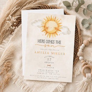 Hier kommt der Sohn Boho-Junge Baby Shower Einladung