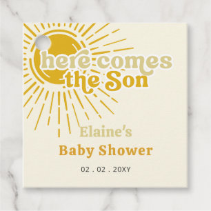 Hier kommt der Sohn Boho Retro Babydusche Geschenkanhänger