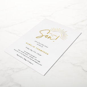 Hier kommt der Sohn Boho Sun Baby Shower Folieneinladung