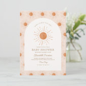 Hier kommt der Sohn Burnt Orange Sun Baby Shower Einladung (Stehend Vorderseite)