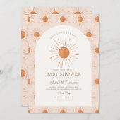 Hier kommt der Sohn Burnt Orange Sun Baby Shower Einladung (Vorne/Hinten)