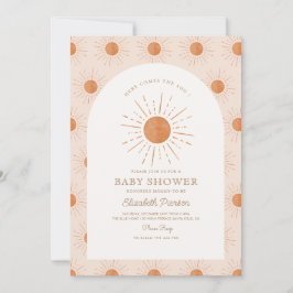 Hier kommt der Sohn Burnt Orange Sun Baby Shower Einladung