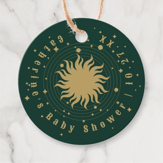 Hier kommt der Sohn | Celestial Baby Shower Geschenkanhänger (Vorderseite)