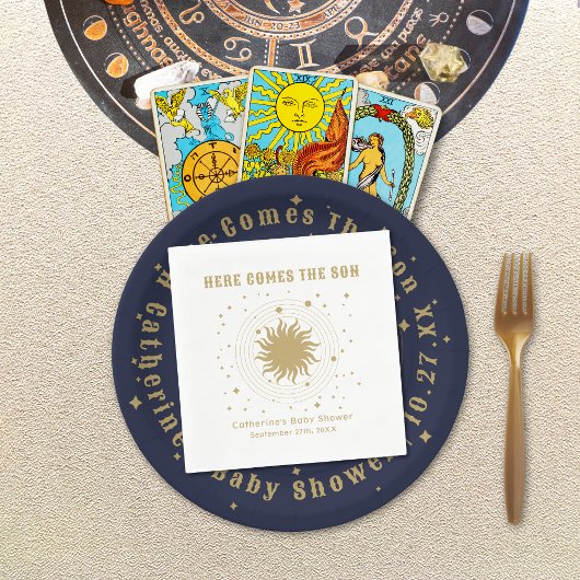 Hier kommt der Sohn | Celestial Baby Shower Serviette