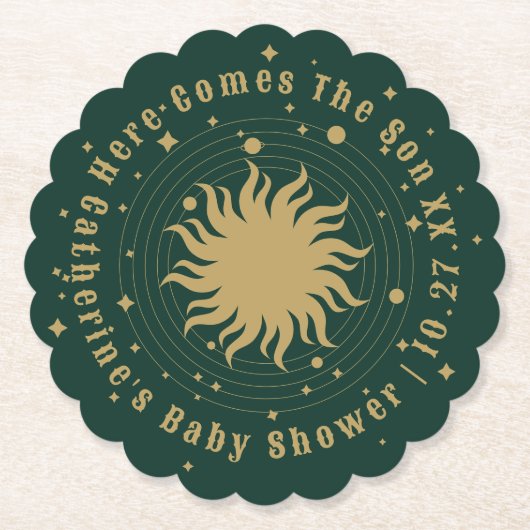 Hier kommt der Sohn | Celestial Baby Shower Untersetzer (Vorderseite)