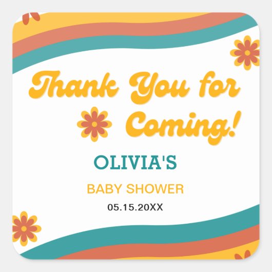 Hier kommt der Sohn Danke Baby Dusche Quadratischer Aufkleber (Vorderseite)