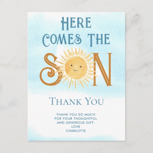 Hier kommt der Sohn Danke Postkarte (Vorderseite)