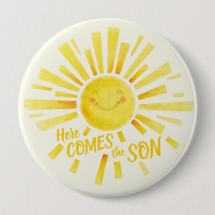 Hier kommt der Sohn, gelb sonnendusche Baby Button