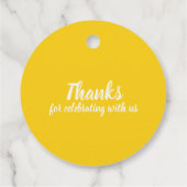 Hier kommt der Sohn gelbe Baby Dusche Gefallen Geschenkanhänger (Rückseite)