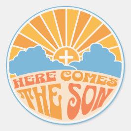 Hier kommt der Sohn Gottes (Jesus) Runder Aufkleber