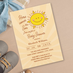 Hier kommt der Sohn Kleiner Sonnenschein Junge Bab Einladung